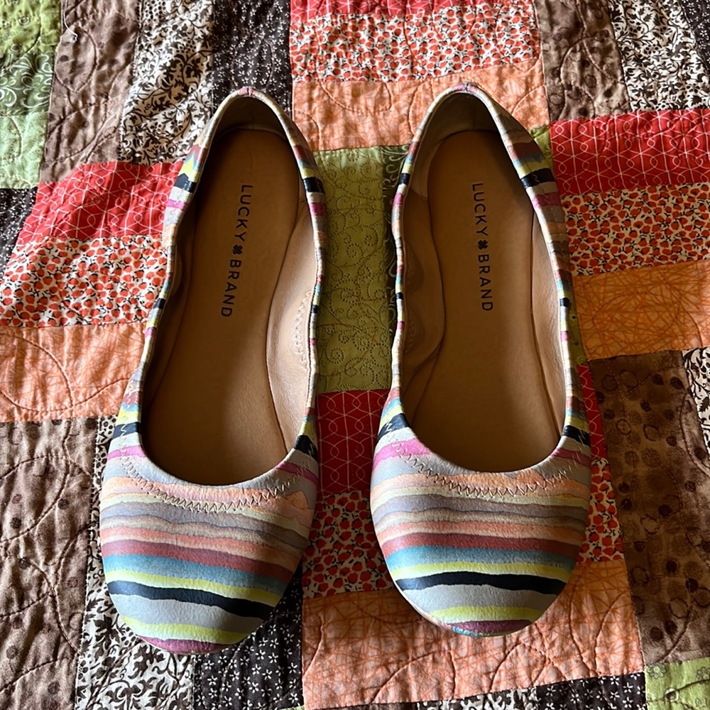 NWOT lucky brand ballet flats multicolor stripes